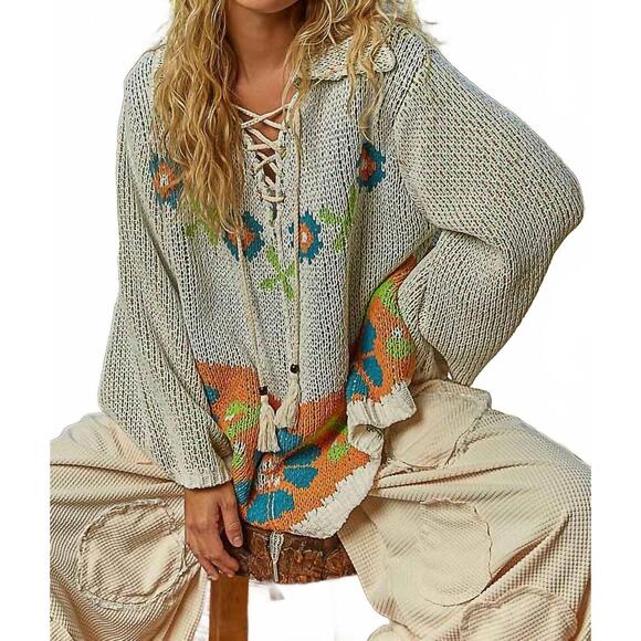 POL Sweaters - NEW POL chenille tie detail and floral sweater in cream